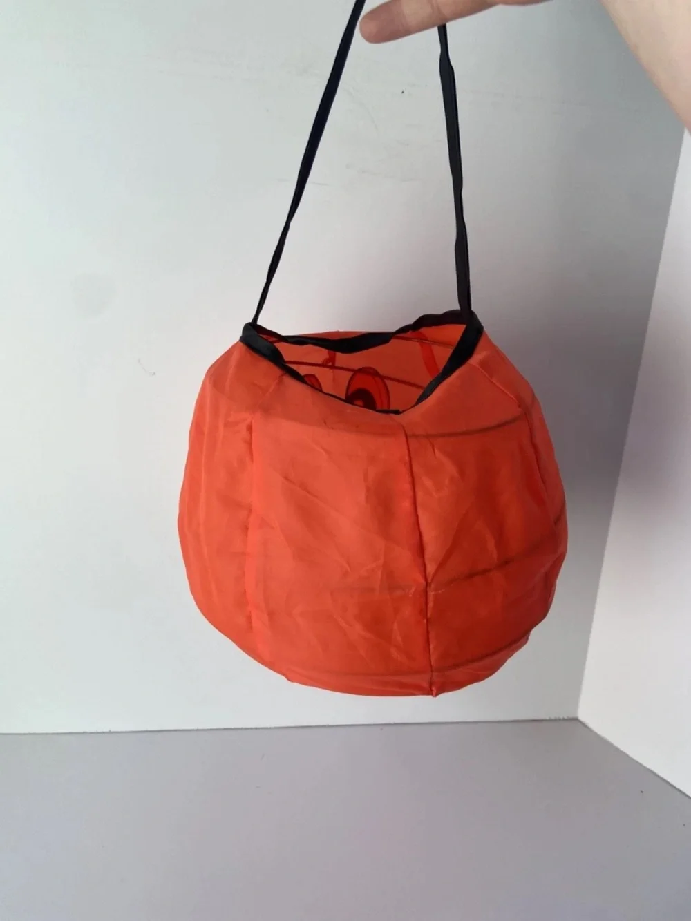Vintage Tony USA Pumpkin Collapsible Halloween Basket Trick Or Treat Nylon GUC